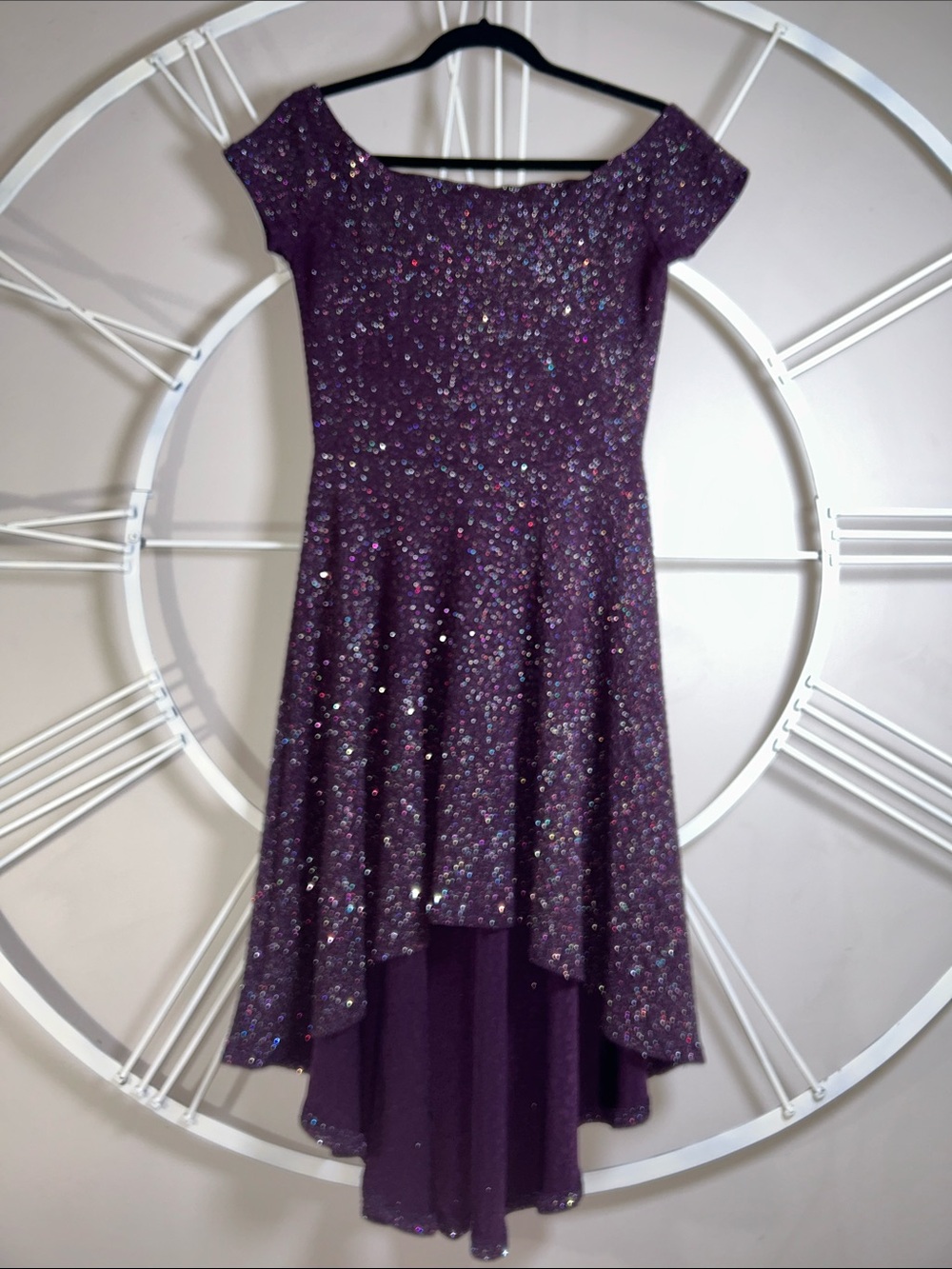 Windsor Total Twirl Skater High-Low Dress in Plum